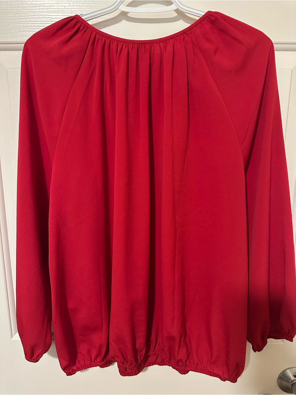 Chico's Red Keyhole Blouse Shirt Women's Size Chico's 2 = Large/12 - Picture 4 of 8